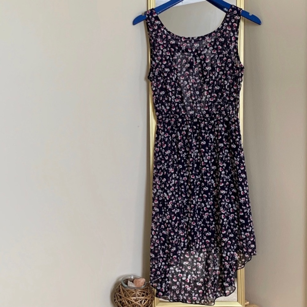 Floral navy high-low dress
